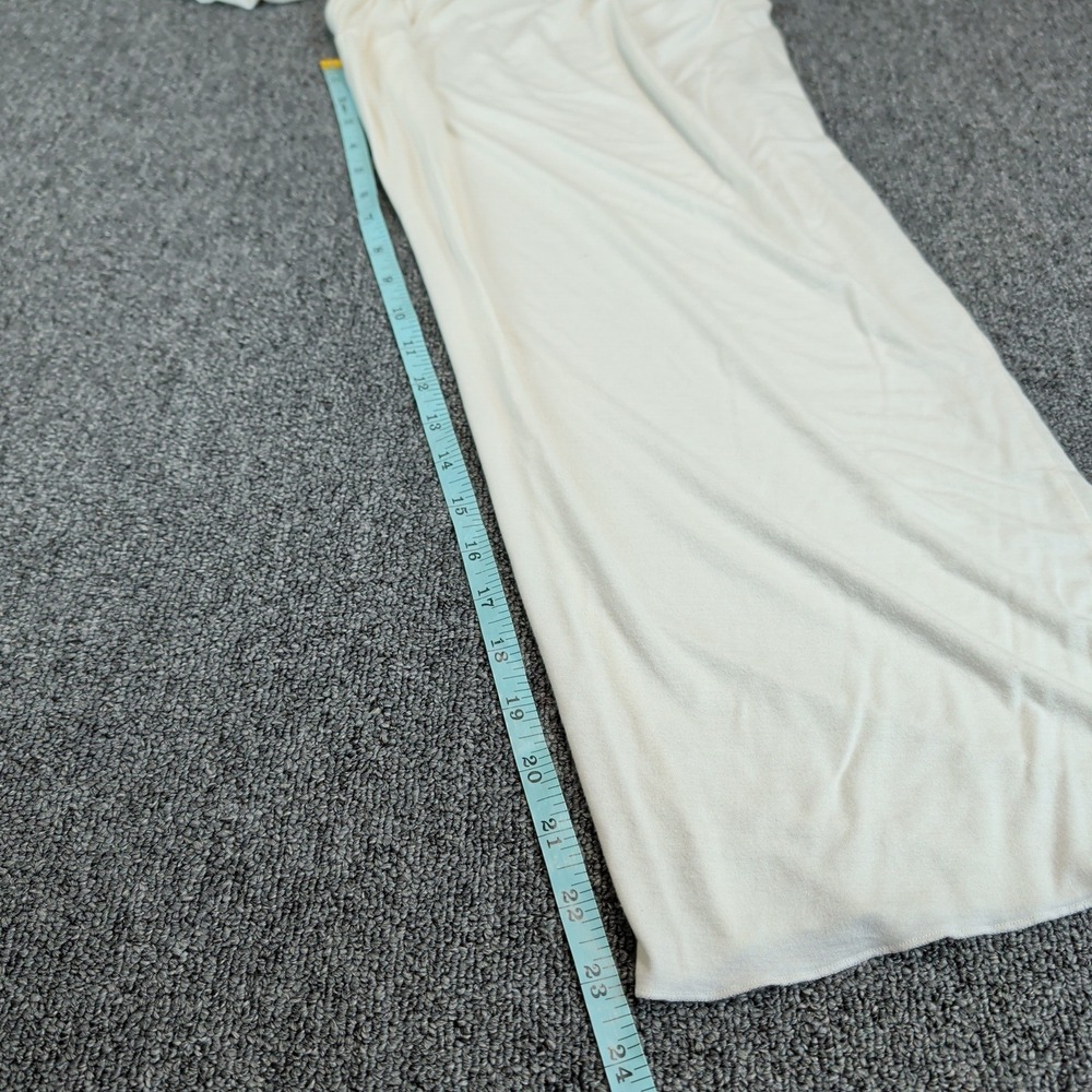 Soma Womens Pajama Pants Large Ivory Rayon Bamboo Lace Wide Leg Crop Cool Nights - Picture 5 of 9